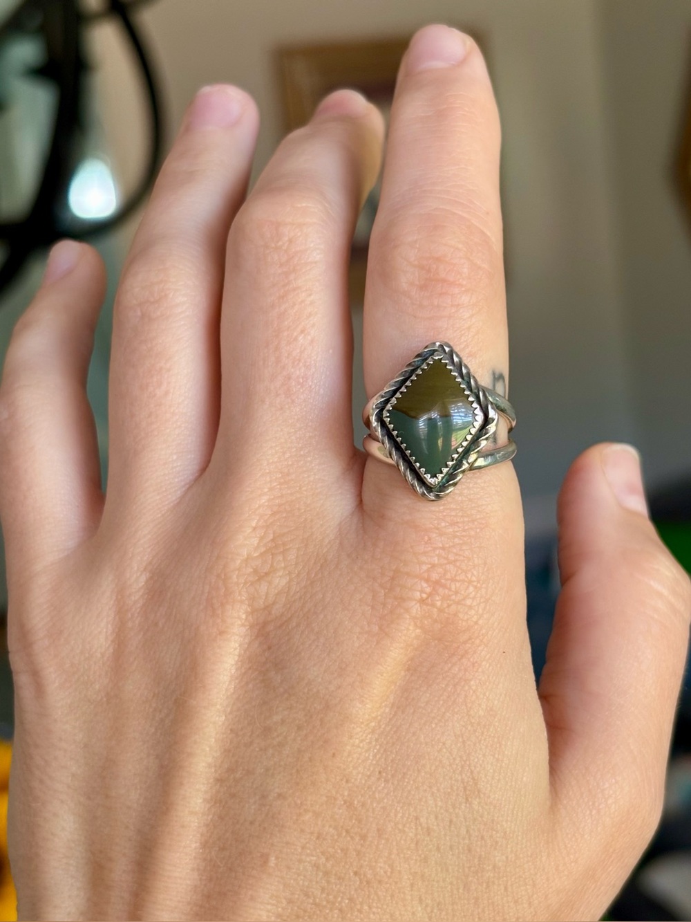 Sterling Silver and Picture Jasper Ring, Size 8